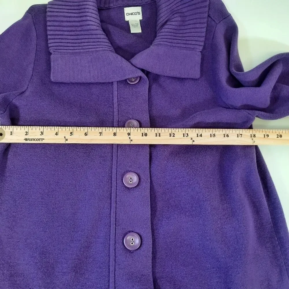 Chico's royal purple knit button down cardigan sweater women's size 3 (XL)